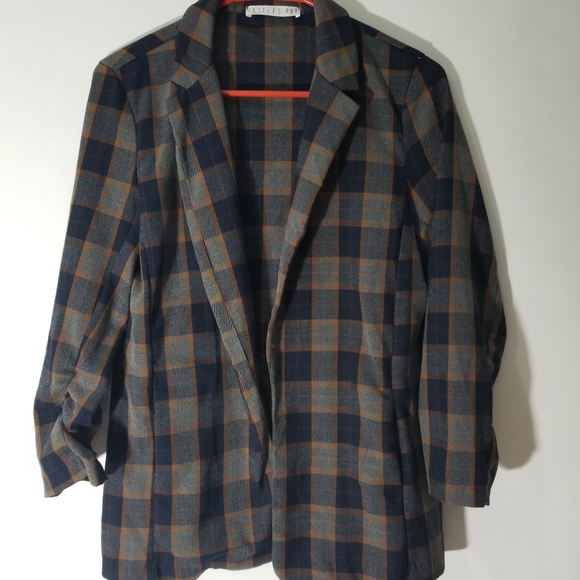 Potter's Pot Jackets & Blazers - Potter's Pot Made in USA Plaid Open Front Blazer S